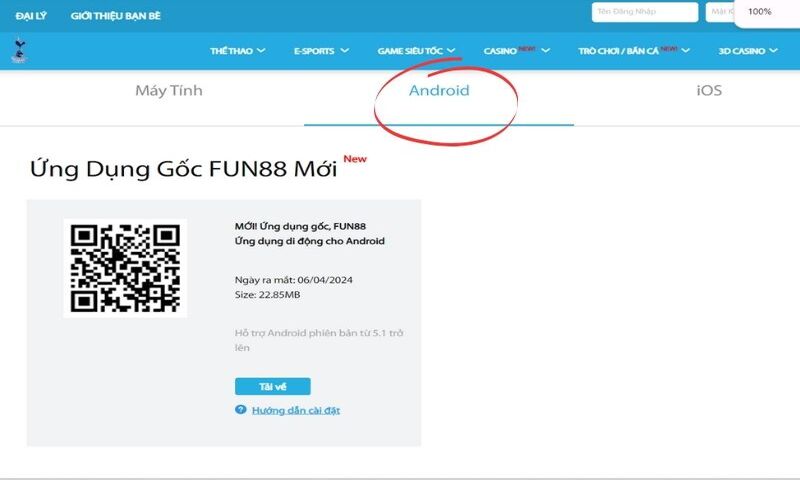 Các bước tải ứng dụng Fun88 trên Android