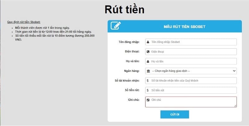 Các bước rút tiền trên Sbobet nhanh gọn lẹ